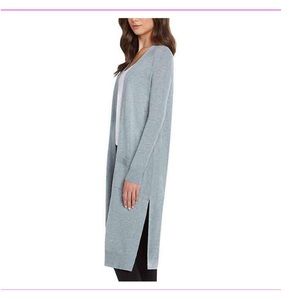 Matty M Long Sleeves Patch Pockets Knit Cardigan in Heather Denim Size S